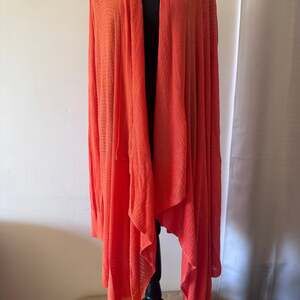 Ann Taylor Coral Orange Open Knit Short Sleeve Cardigan Sweater